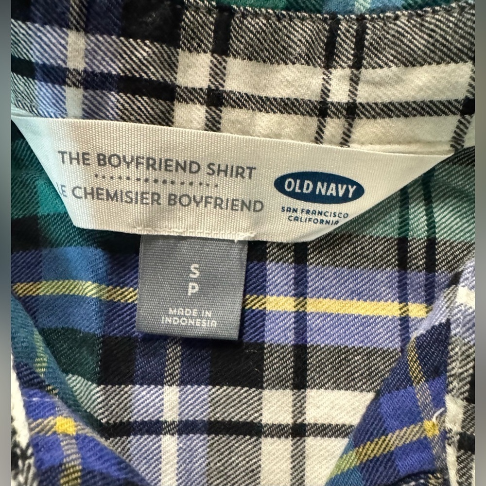 Old Navy Blue and Green Plaid Shirt women - Picture 6 of 8